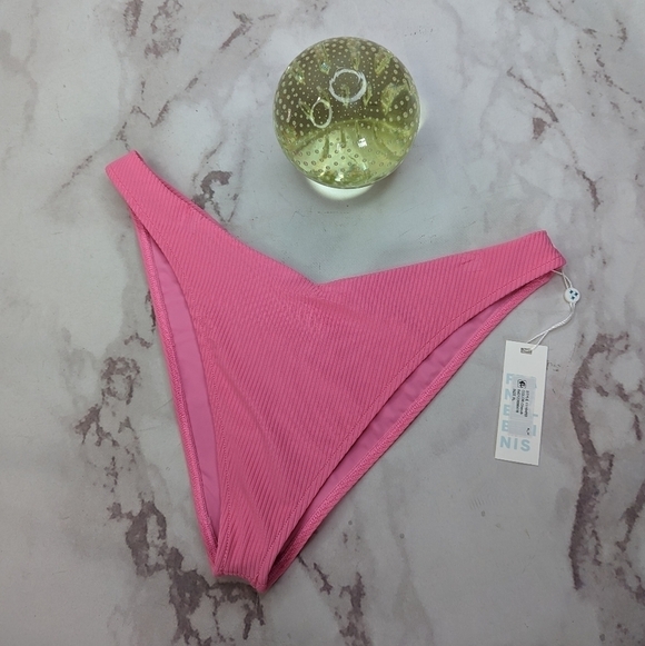 Frankie's Bikinis Bottoms Women XL Swim Bathing Ribbed Enzo Cherub Pink Cheeky - Picture 2 of 12